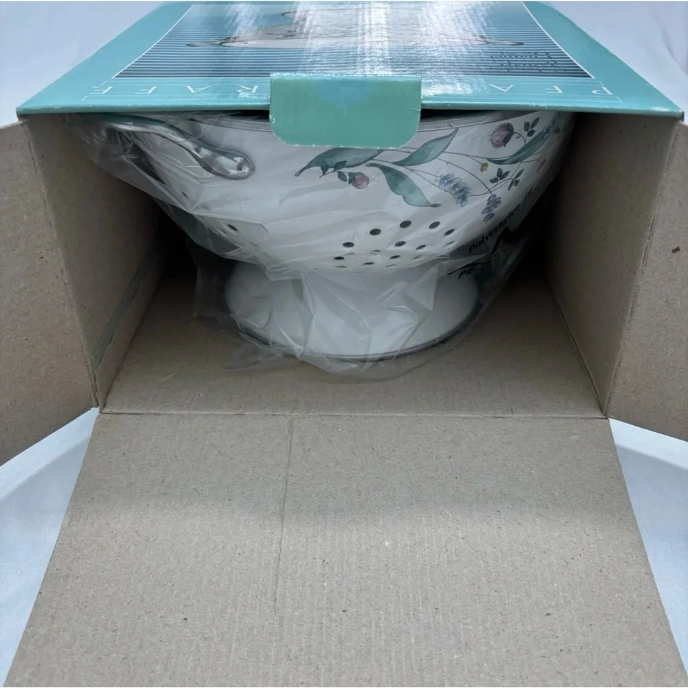 NIB Pfaltzgraff April Flowers Enamel Colander Strainer